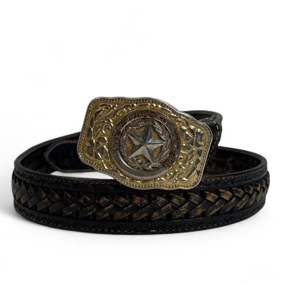 Vintage Custom Handmade Gantz Braided Leather Western Cowboy Belt